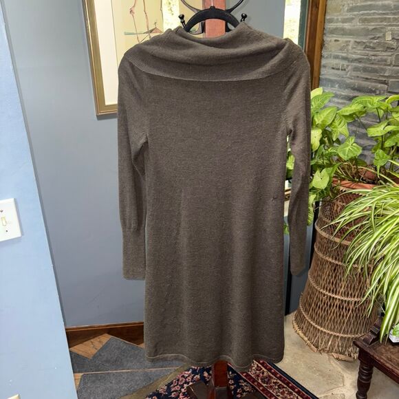 Artisan NY 100% Fine Merino Wool Dark Grey Cowl Neck Sweater Dress Size Small - Picture 6 of 10